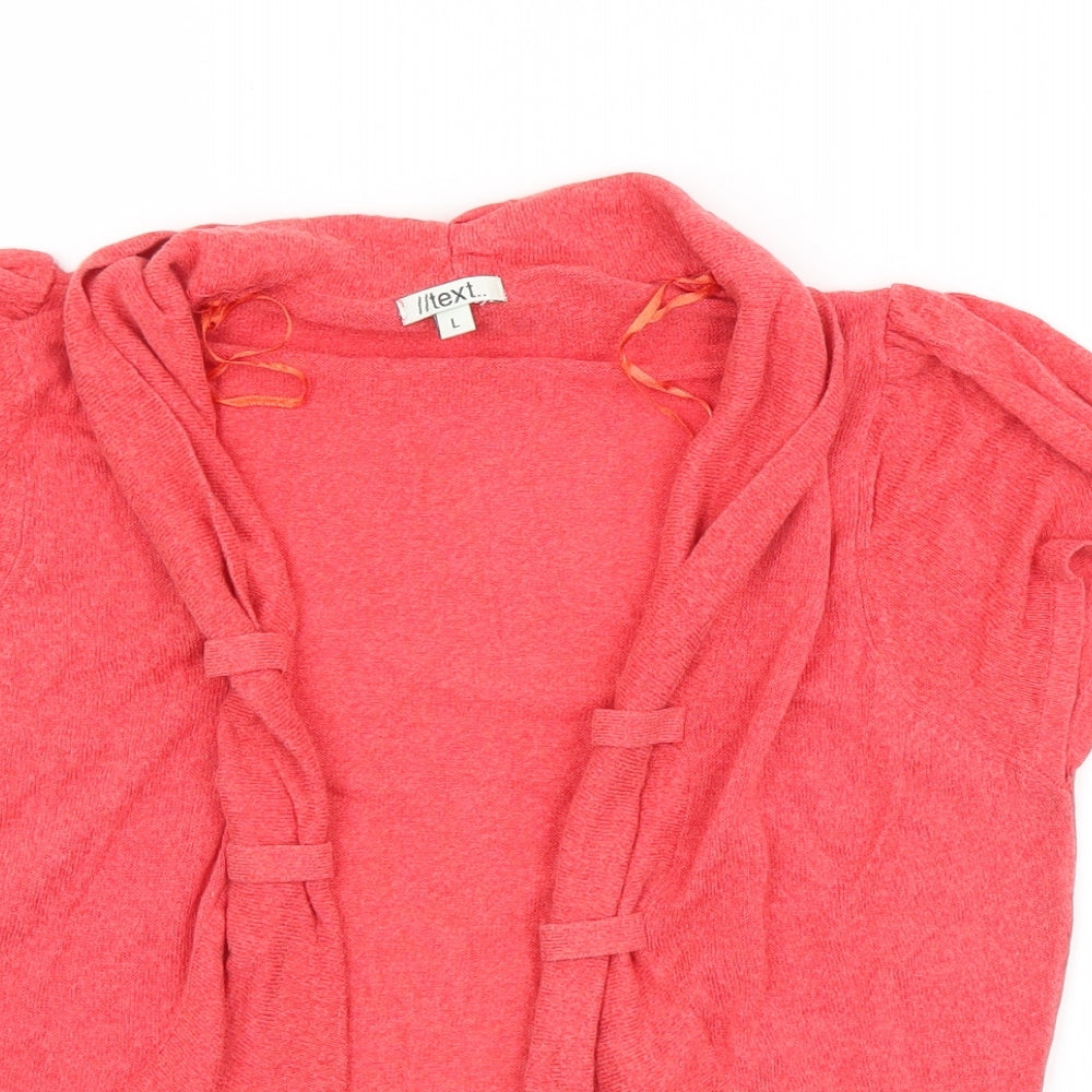 Womens UK Size L Text Red Cardigan Jumper