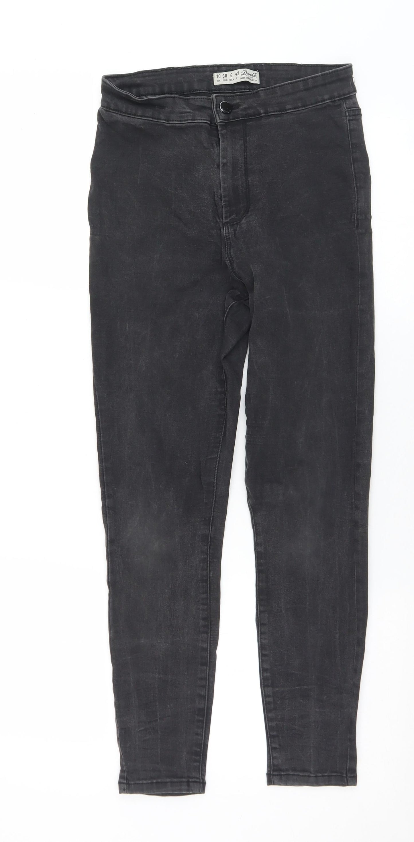 Denim & Co. Womens Black  Cotton Skinny Jeans Size 10 L28 in Regular Button