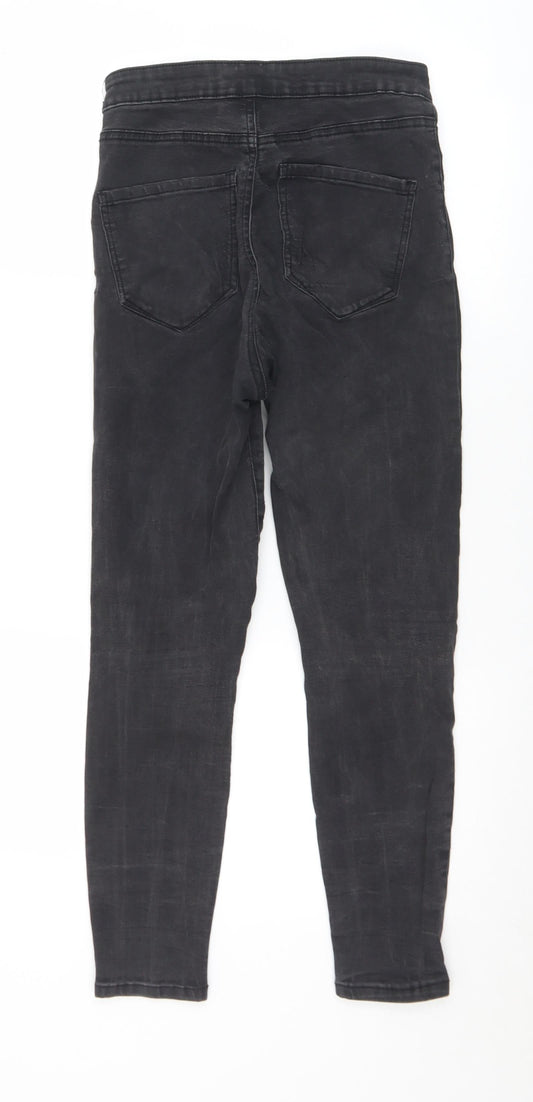 Denim & Co. Womens Black  Cotton Skinny Jeans Size 10 L28 in Regular Button