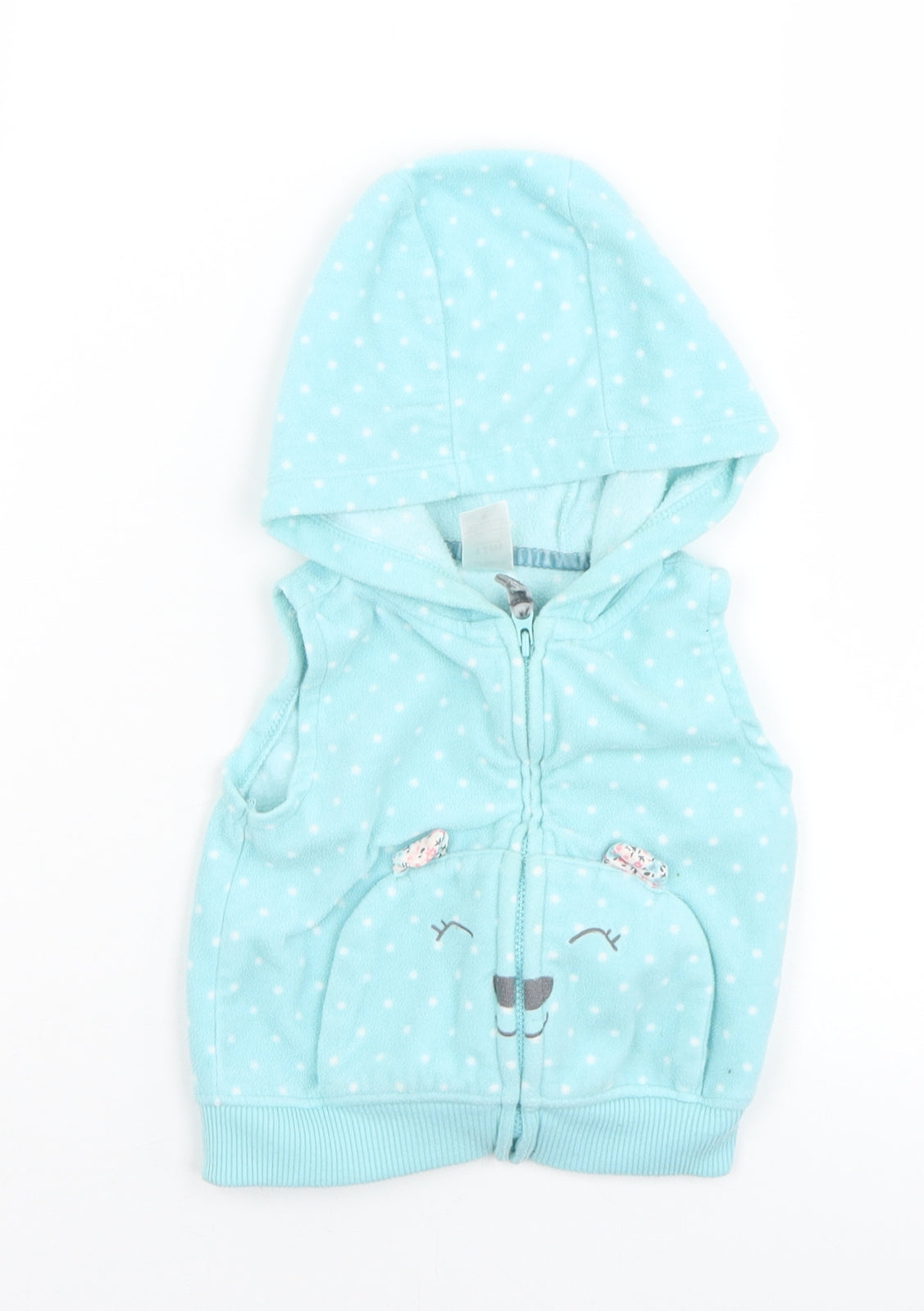 Carters Girls Green Polka Dot  Gilet Jacket Size 12 Months   Zip