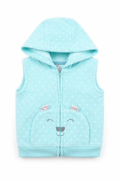 Carters Girls Green Polka Dot  Gilet Jacket Size 12 Months   Zip