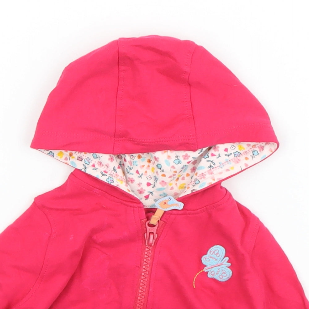 Peacocks Girls Pink Floral Cotton Full Zip Jumper Size 0-3 Months  Zip - Flowers