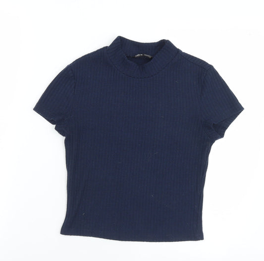 SheIn Womens Blue Mock Neck  Polyester Pullover Jumper Size M