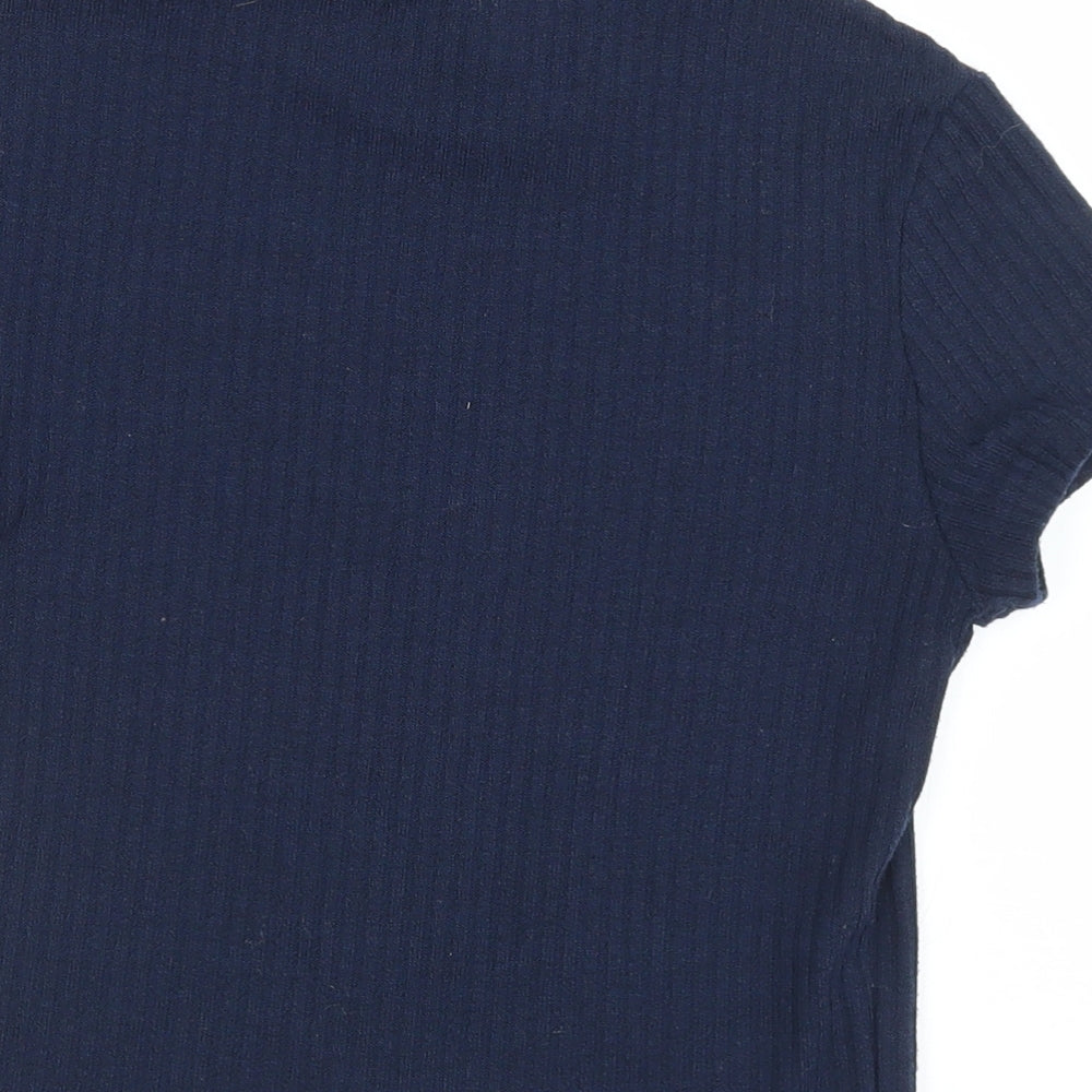 SheIn Womens Blue Mock Neck  Polyester Pullover Jumper Size M