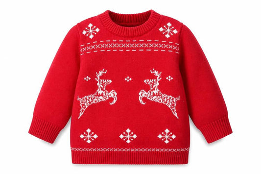 Marks and Spencer Baby Red Fair Isle Cotton Pullover Jumper Size 3-6 Months  Button - Christmas  Jumper