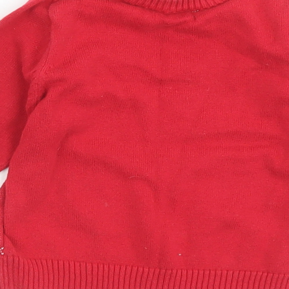 Marks and Spencer Baby Red Fair Isle Cotton Pullover Jumper Size 3-6 Months  Button - Christmas  Jumper