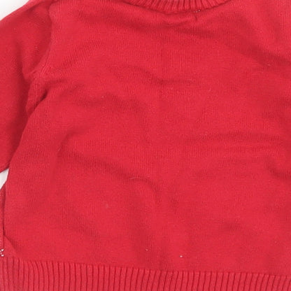 Marks and Spencer Baby Red Fair Isle Cotton Pullover Jumper Size 3-6 Months  Button - Christmas  Jumper