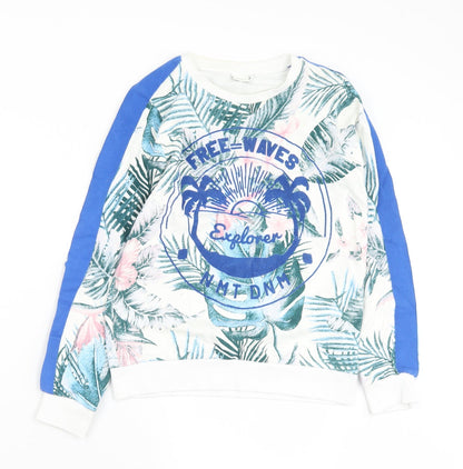 name it Girls Multicoloured Floral Cotton Pullover Sweatshirt Size 11-12 Years   - Waves