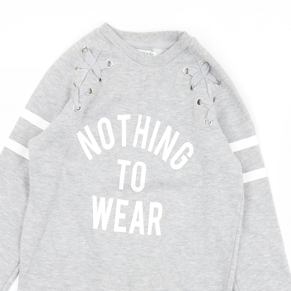 Primark Girls Grey  Polyester Pullover Sweatshirt Size 9-10 Years   - Nothing to Wear