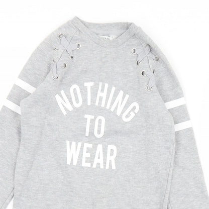 Primark Girls Grey  Polyester Pullover Sweatshirt Size 9-10 Years   - Nothing to Wear