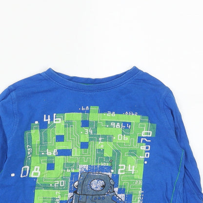 F&F Boys Blue  Cotton Basic Casual Size 4-5 Years Round Neck  - Robot Print