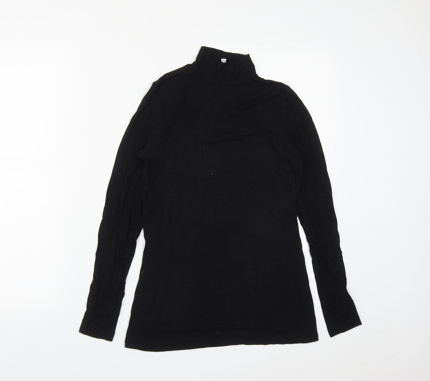 Womens UK Size 10 Warehouse Black Basic T-Shirt