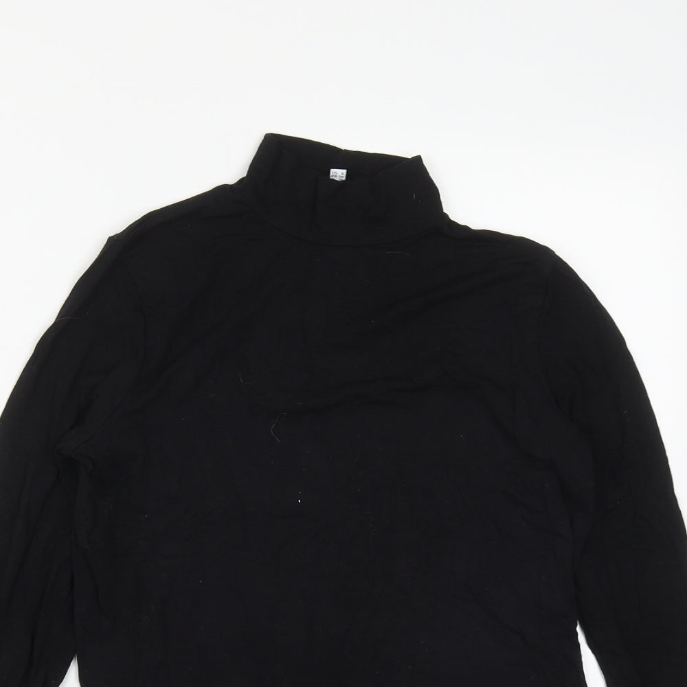 Womens UK Size 10 Warehouse Black Basic T-Shirt