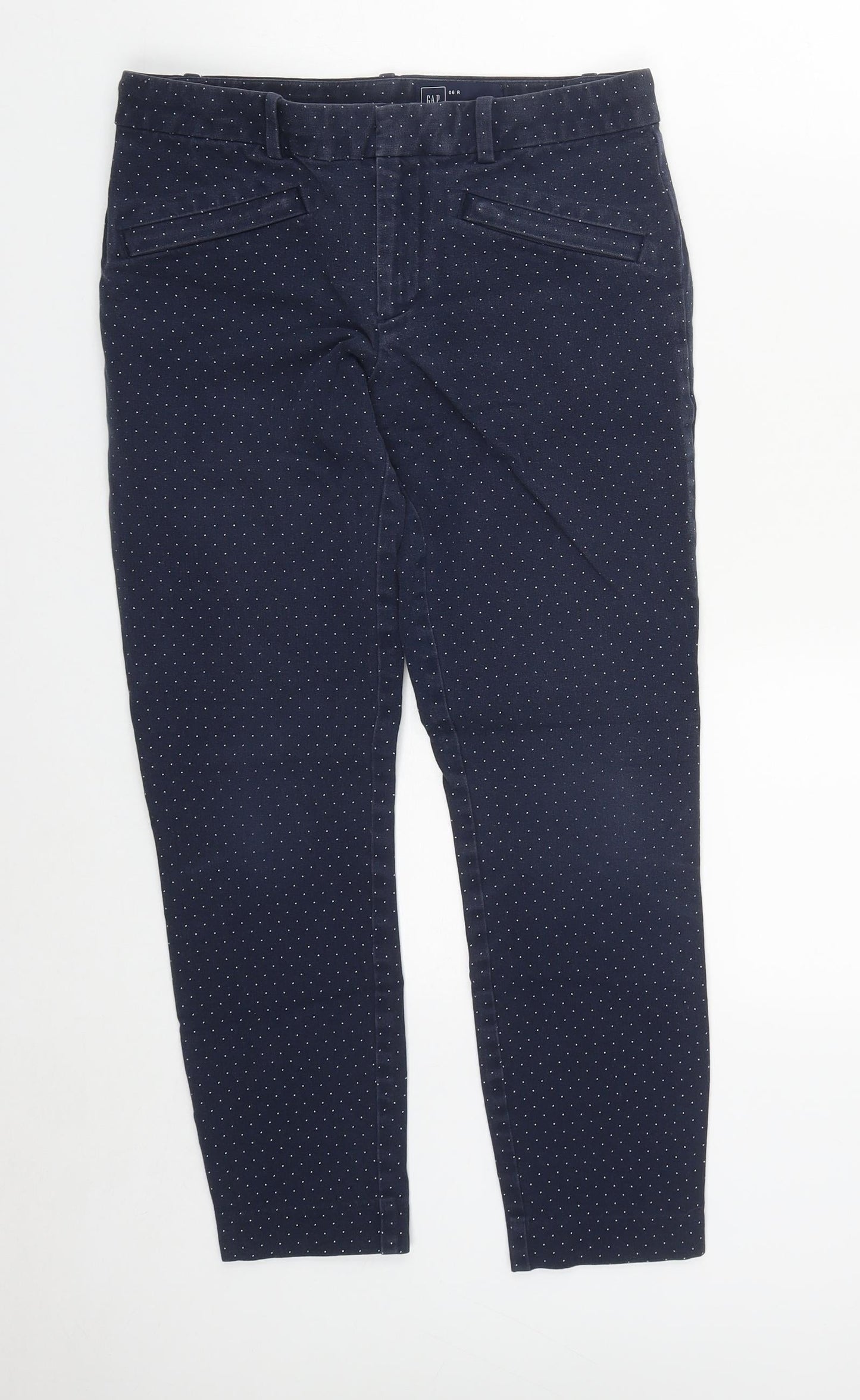 Gap Womens Blue Polka Dot Cotton Straight Jeans Size 30 in L24 in Regular Zip