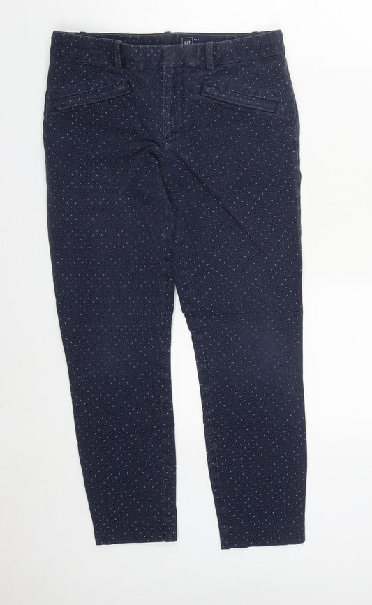 Gap Womens Blue Polka Dot Cotton Straight Jeans Size 30 in L24 in Regular Zip