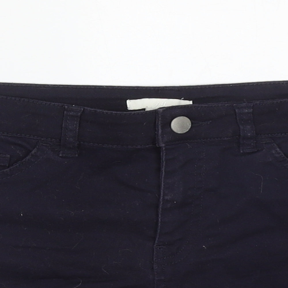 H&M Womens Blue  Cotton Hot Pants Shorts Size 8  Regular Zip