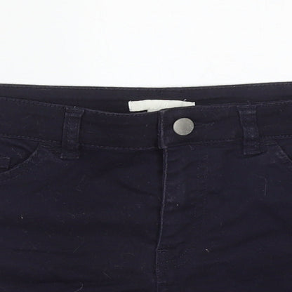 H&M Womens Blue  Cotton Hot Pants Shorts Size 8  Regular Zip