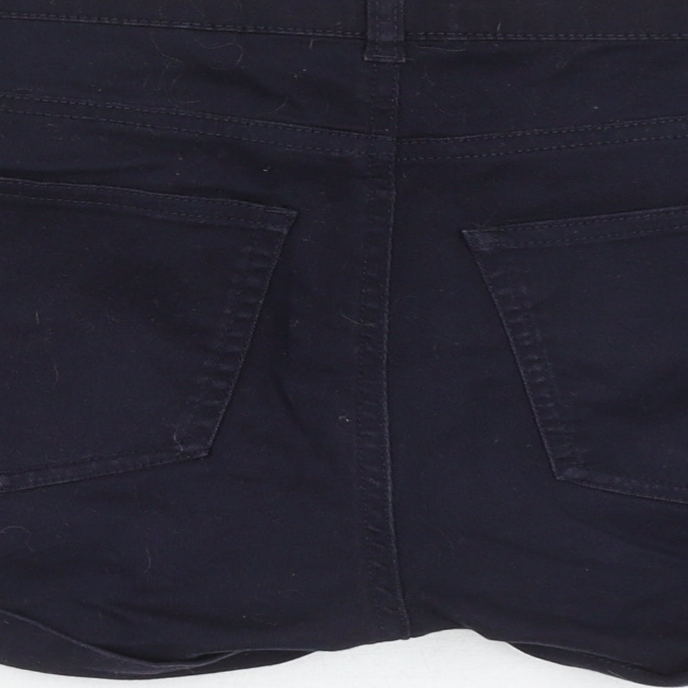 H&M Womens Blue  Cotton Hot Pants Shorts Size 8  Regular Zip