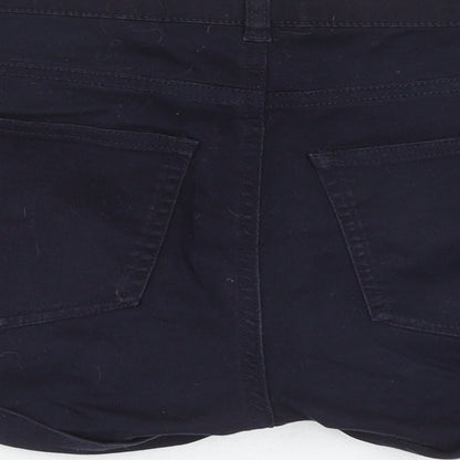 H&M Womens Blue  Cotton Hot Pants Shorts Size 8  Regular Zip