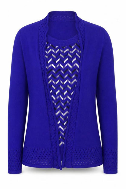 Lady Joe Womens Blue Round Neck Geometric Acrylic Pullover Jumper Size S