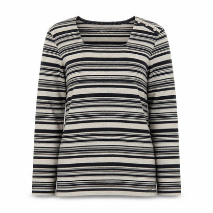 Dash Womens Brown Square Neck Striped Acrylic Pullover Jumper Size 12
