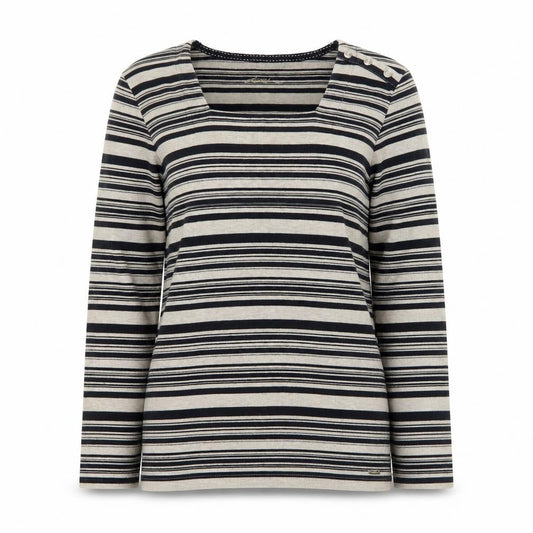 Dash Womens Brown Square Neck Striped Acrylic Pullover Jumper Size 12