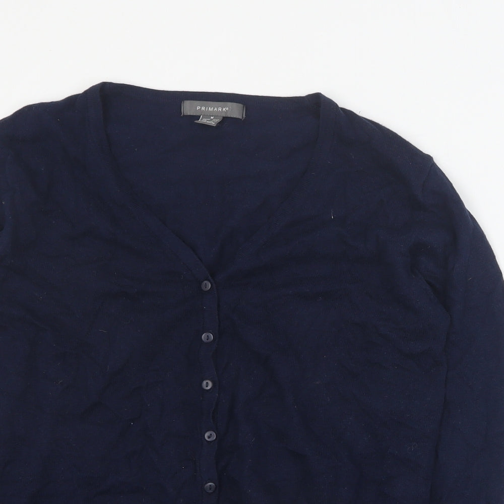 Primark Womens Blue V-Neck  Cotton Cardigan Jumper Size M