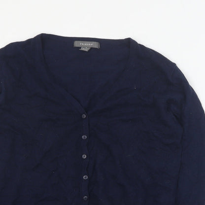Primark Womens Blue V-Neck  Cotton Cardigan Jumper Size M