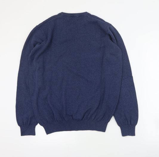 Dunnes Mens Blue V-Neck  Cotton Pullover Jumper Size M