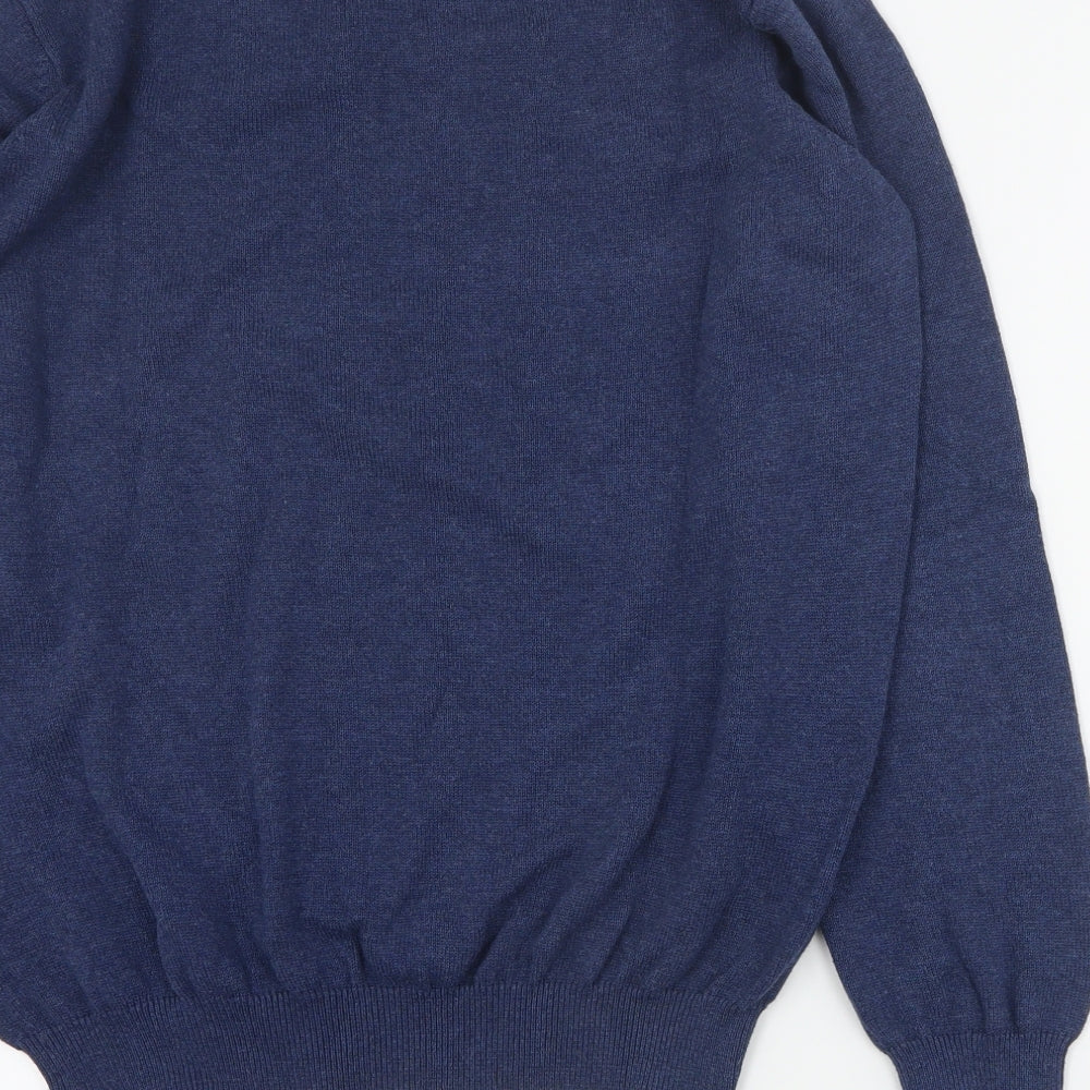 Dunnes Mens Blue V-Neck  Cotton Pullover Jumper Size M