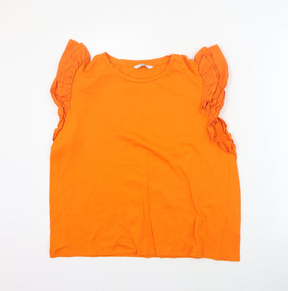 George Womens Orange  Cotton Basic T-Shirt Size 16 Round Neck