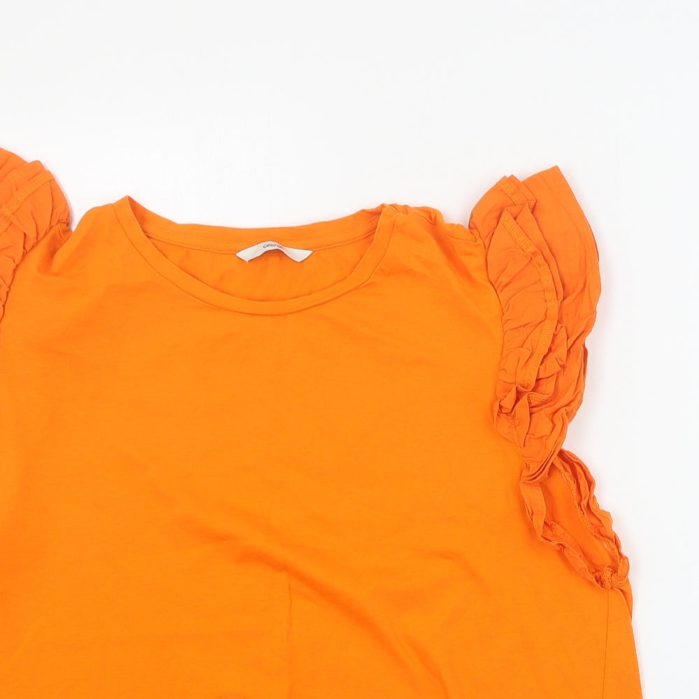 George Womens Orange  Cotton Basic T-Shirt Size 16 Round Neck