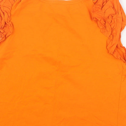 George Womens Orange  Cotton Basic T-Shirt Size 16 Round Neck