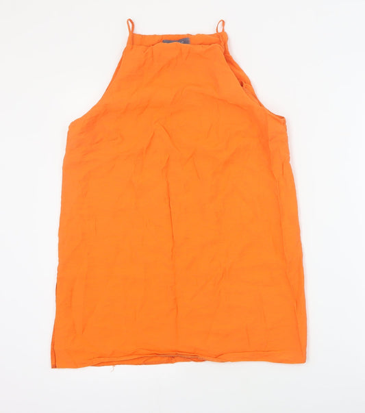 Primark Womens Orange  Viscose Basic Tank Size 10 Mock Neck