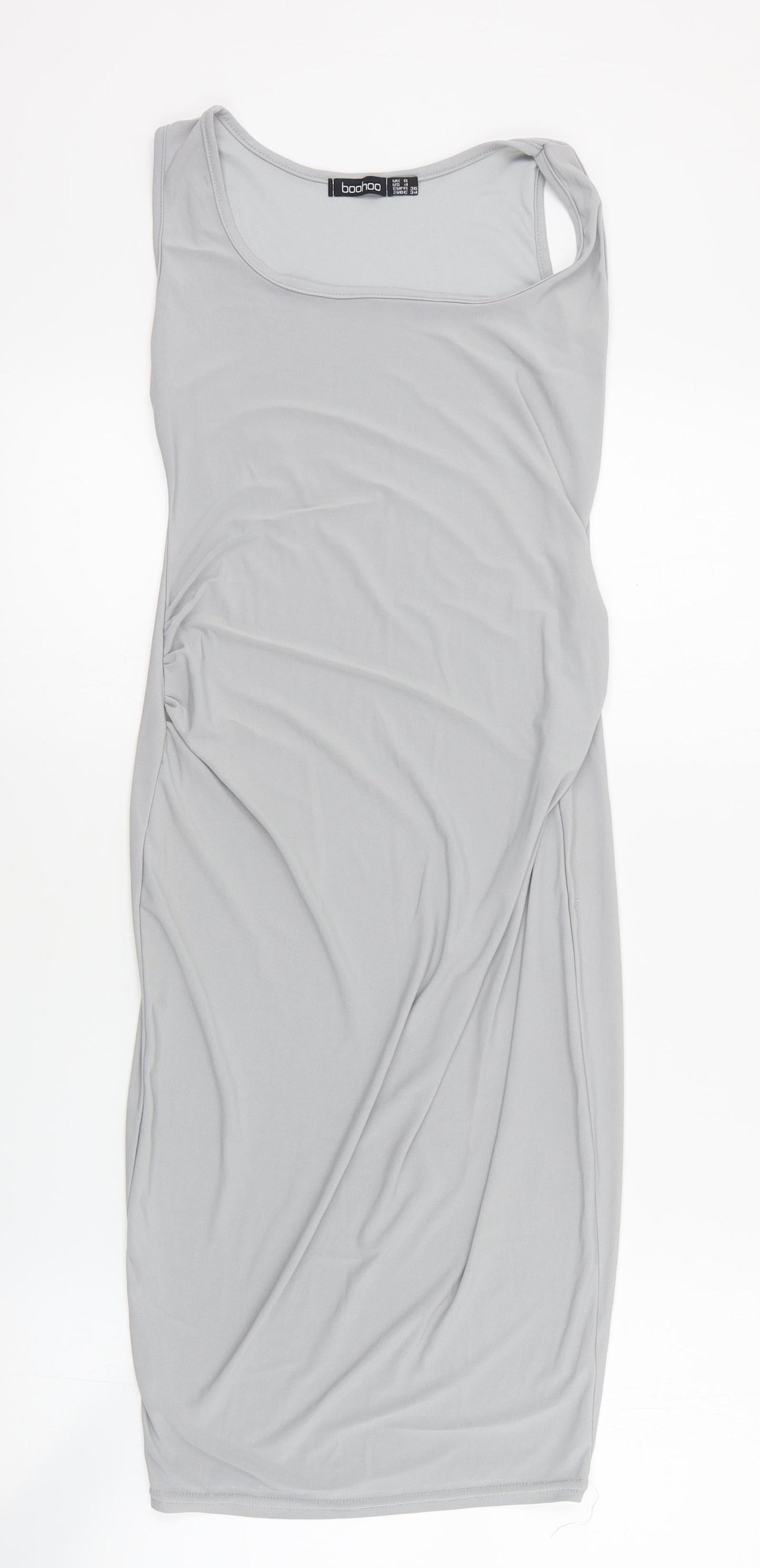 Boohoo Womens Grey  Polyester Bodycon  Size 8  Square Neck Pullover