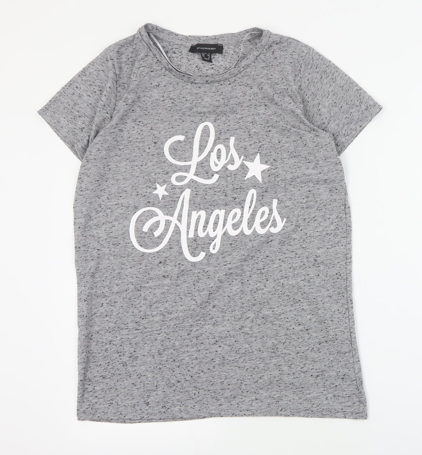 Primark Womens Grey  Polyester Basic T-Shirt Size 6 Round Neck