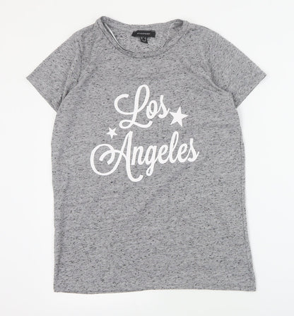 Primark Womens Grey  Polyester Basic T-Shirt Size 6 Round Neck