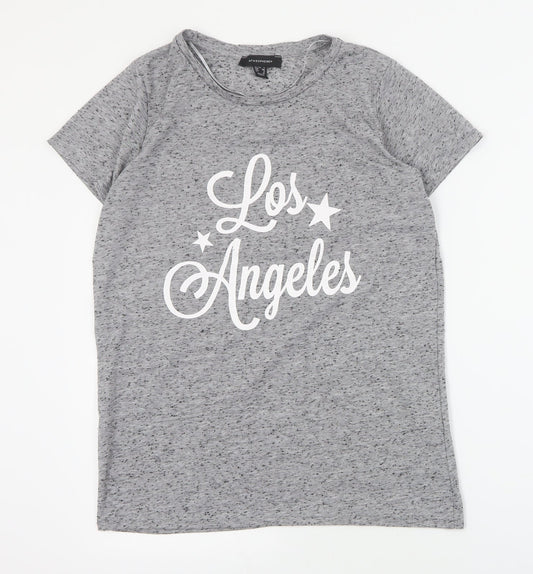 Primark Womens Grey  Polyester Basic T-Shirt Size 6 Round Neck