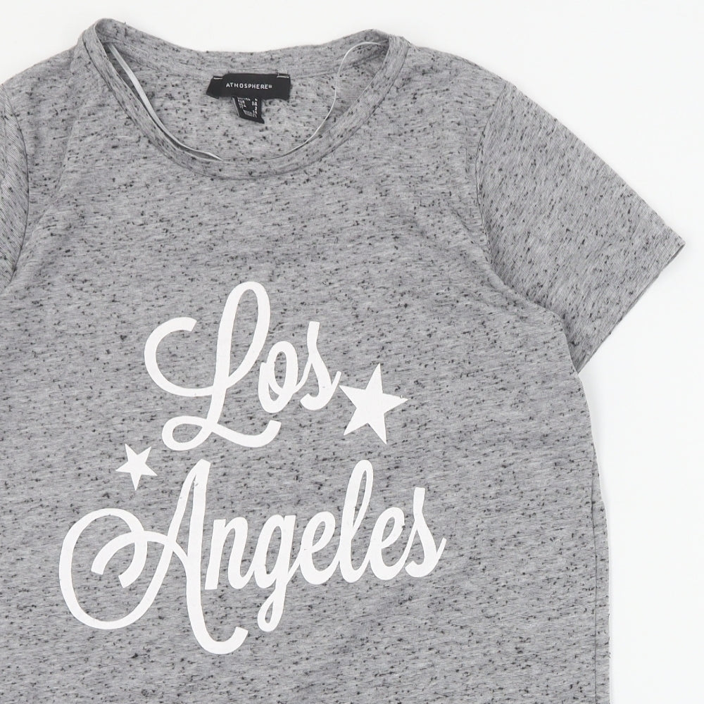 Primark Womens Grey  Polyester Basic T-Shirt Size 6 Round Neck