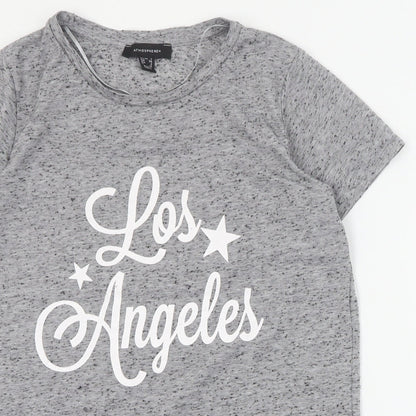 Primark Womens Grey  Polyester Basic T-Shirt Size 6 Round Neck