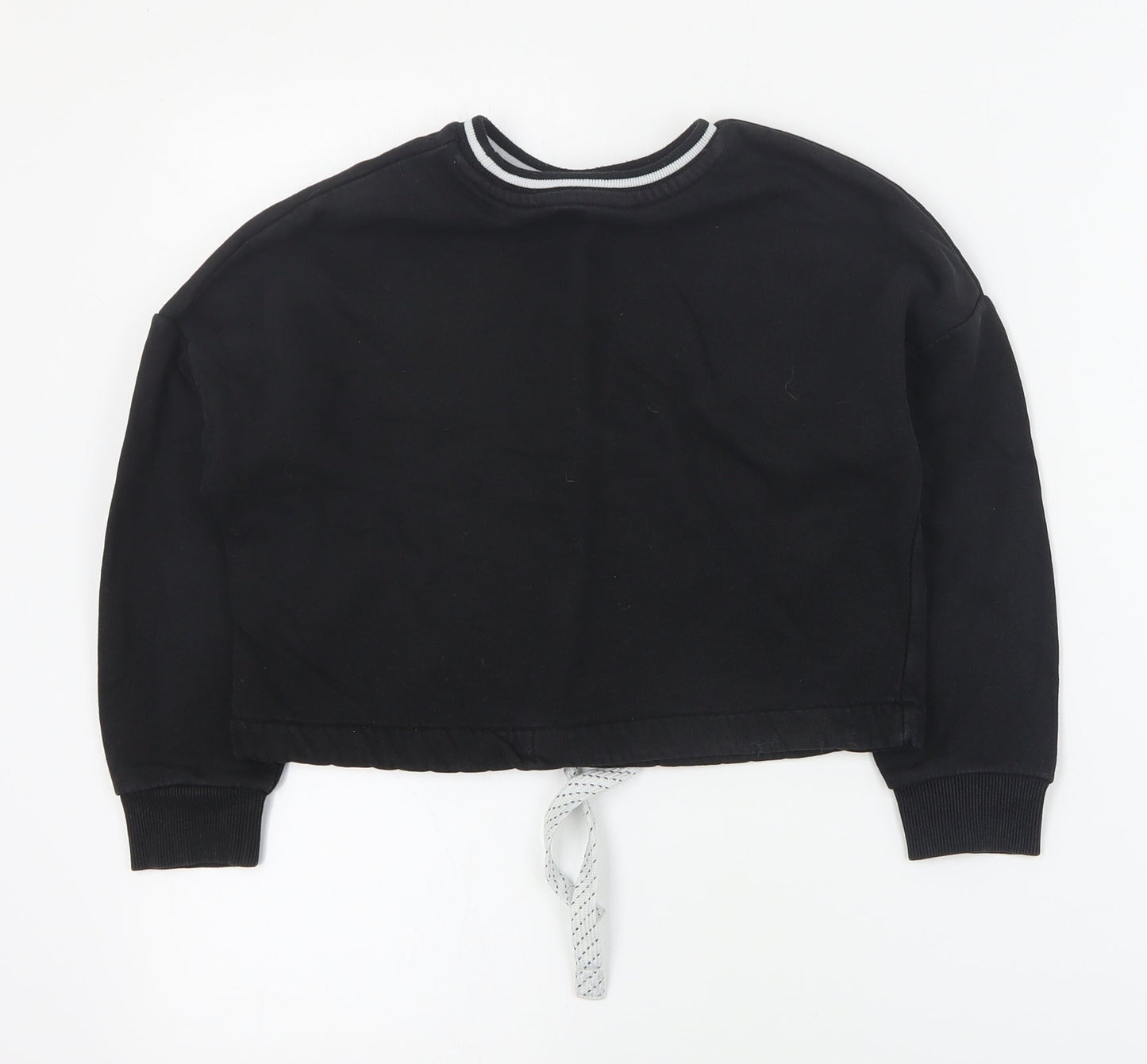Marks and Spencer Girls Black  Cotton Pullover Sweatshirt Size 7-8 Years  Pullover - Cropped