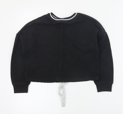 Marks and Spencer Girls Black  Cotton Pullover Sweatshirt Size 7-8 Years  Pullover - Cropped