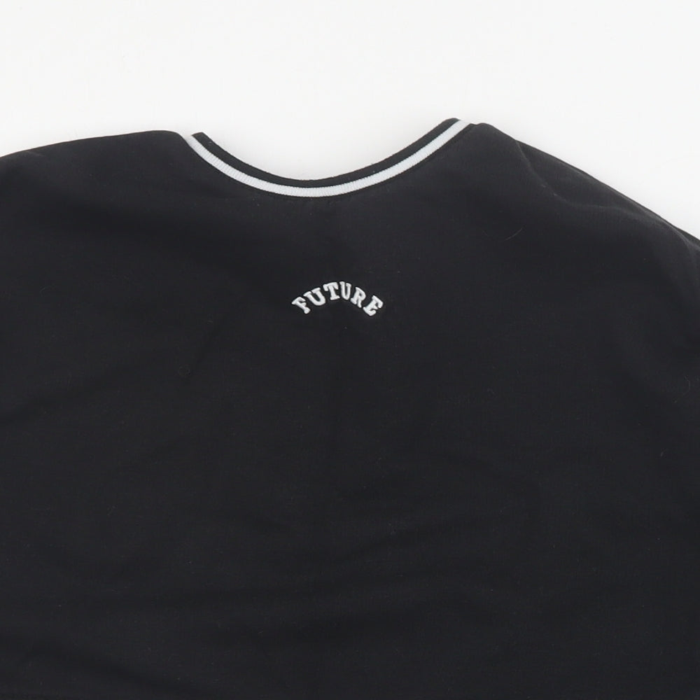 Marks and Spencer Girls Black  Cotton Pullover Sweatshirt Size 7-8 Years  Pullover - Cropped
