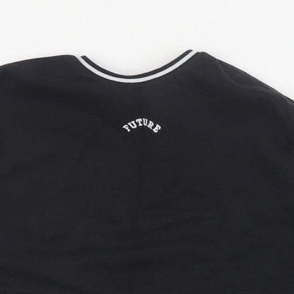 Marks and Spencer Girls Black  Cotton Pullover Sweatshirt Size 7-8 Years  Pullover - Cropped