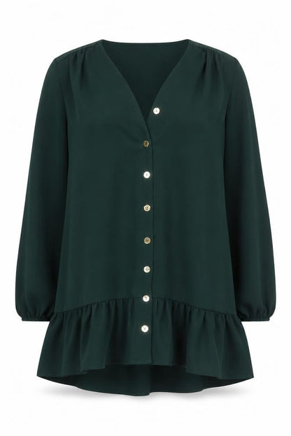 New Look Womens Green  Polyester Shift  Size 8  V-Neck Button
