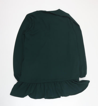 New Look Womens Green  Polyester Shift  Size 8  V-Neck Button