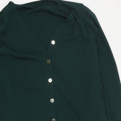 New Look Womens Green  Polyester Shift  Size 8  V-Neck Button
