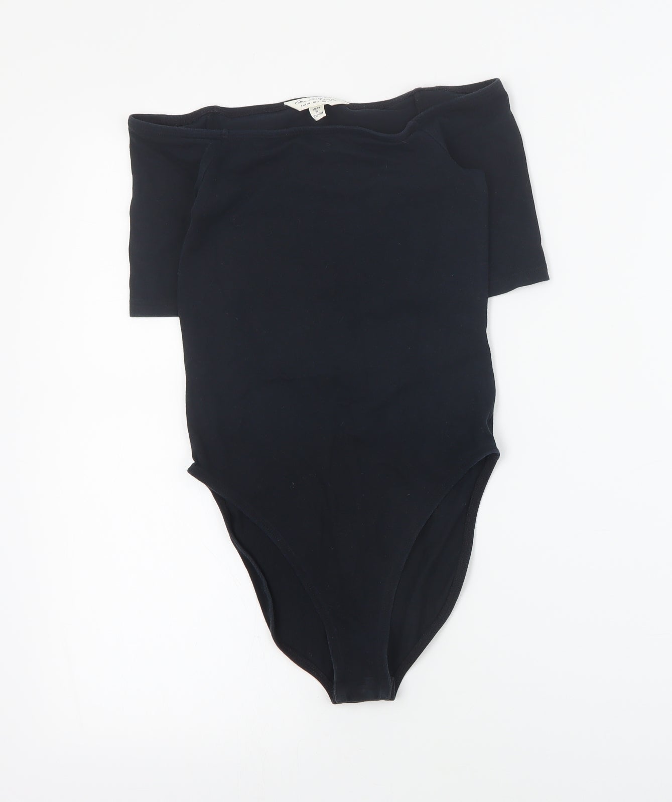 Miss Selfridge Womens Black  Cotton Bodysuit One-Piece Size 6 L8 in Snap