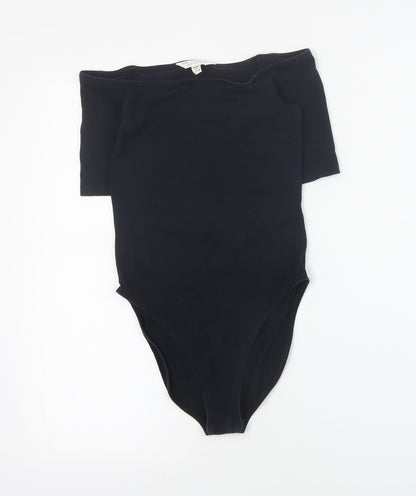 Miss Selfridge Womens Black  Cotton Bodysuit One-Piece Size 6 L8 in Snap