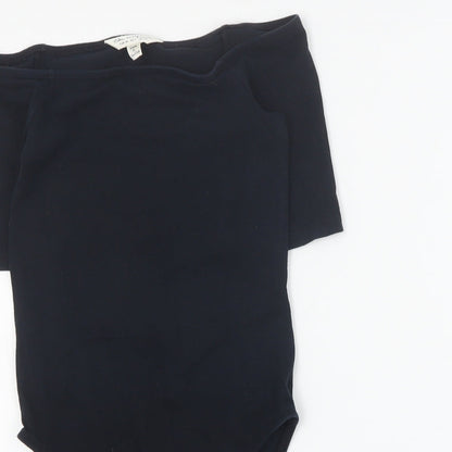 Miss Selfridge Womens Black  Cotton Bodysuit One-Piece Size 6 L8 in Snap
